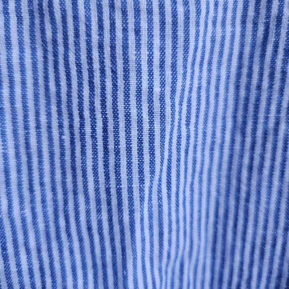 Cynthia Rowley Linen Blend Striped Blouse Boxy Fit Fringe 3/4 Sleeve Top Size 2x - Picture 11 of 14